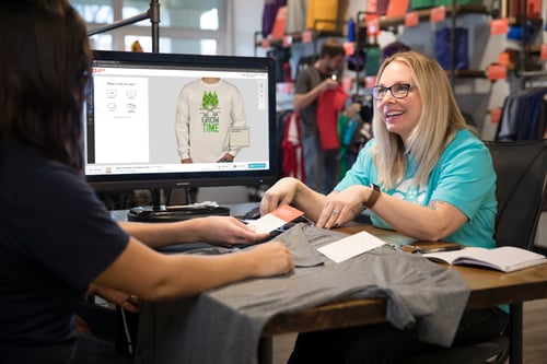 Store representative helping a customer