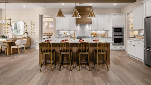 Expansive modern floor plans with designer kitchens