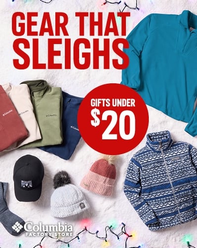 Winter gear with red text overlay.