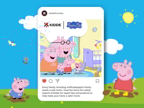 Image of a tablet with the Kidde instagram page showing the image of Peppa's new family.