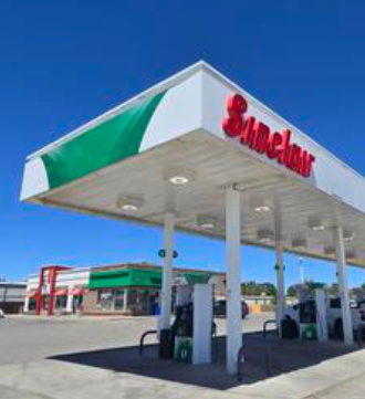 Sinclair gas station fueling island