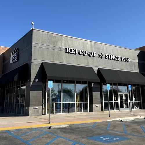 The front of the REI store in Rancho MIrage, California
