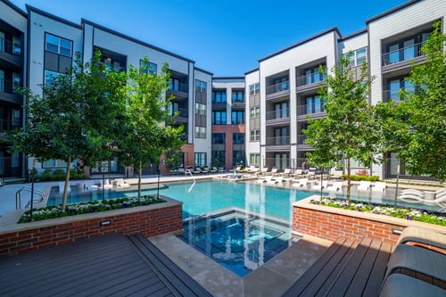 Outdoor Swimming Pool at Station at Old Town Apartments in Downtown Lewisville, TX 75075