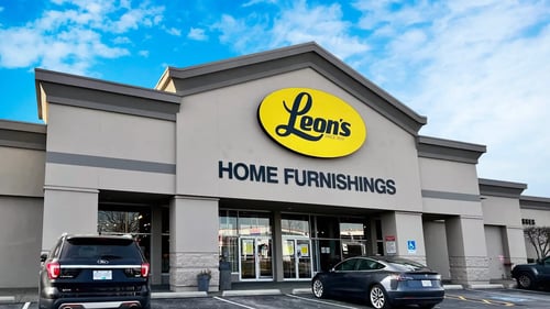 Leon's Richmond Store in foreground with blue cloudy sky in background.