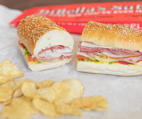 Old Fashioned sub made with turkey, ham, and salami on sesame bread.