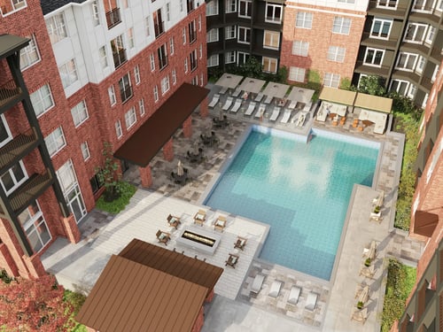 Pool at District on the Etowah Apartments in Canton, GA