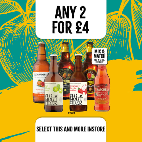 any 2 for £4 on selected cider bottles at select convenience