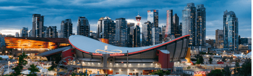 Calgary Skyline with the Saddledome and Calgary Tower