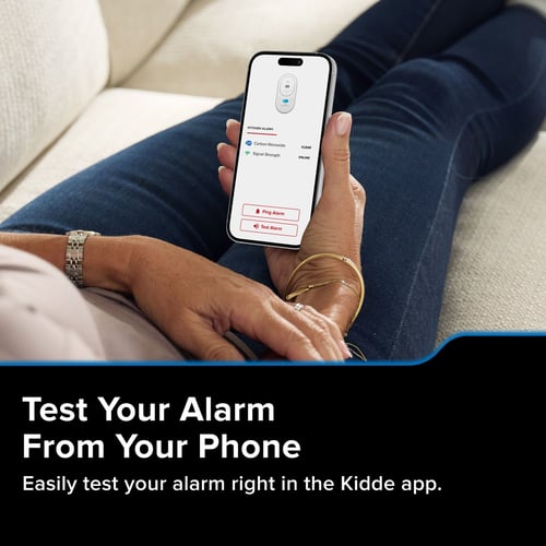 Test your alarm from your phone. Easily test your alarm right in the Kidde app.