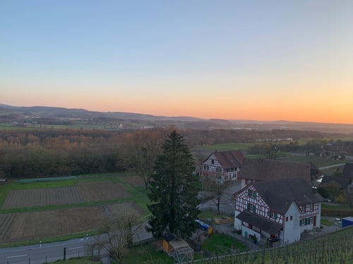 Restaurant Weinberg Warth Aussicht Sonnenuntergang