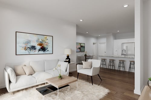 Spacious living room at Forge65, Pleasant Hill, IA