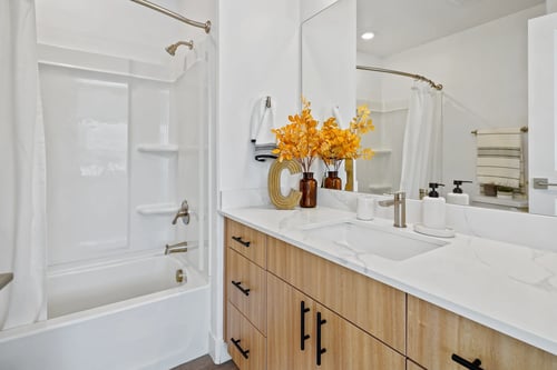 Elegant Bathroom at Current by Lotus Apartments in Ogden, UT 84401