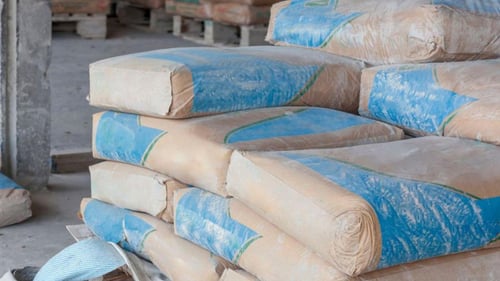 bags of unmixed concrete