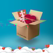 Una caja de envío abierta con regalos.