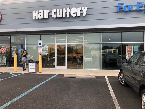 The front entrance of Hair Cuttery at Feasterville Square.