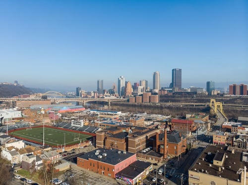 Aerial View at Residences at South High, Pittsburgh, PA