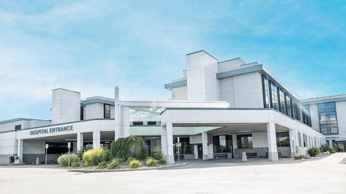 Exterior image of Rochester Regional Health Unity Hospital which houses the Charles J. August Joint Replacement Center