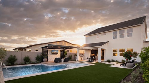 Single-family homes with upgraded included features, community amenities, and views of San Tan Mountain Range