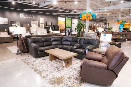 Sunset Hills Slumberland Furniture black leather sectional