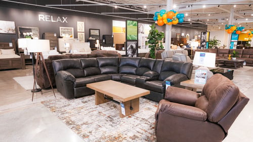 Sunset Hills Slumberland Furniture black leather sectional