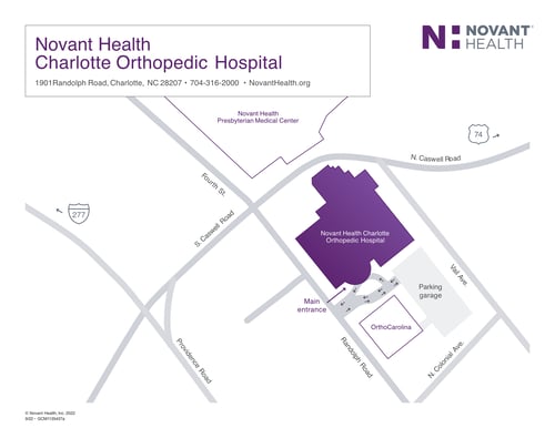 Campus map for Novant Health Charlotte Orthopedic Hospital