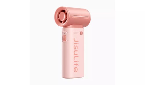 pink handheld fan