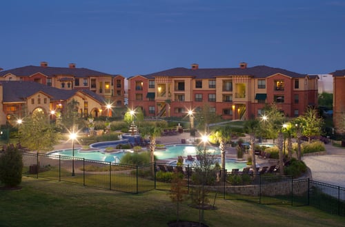 Bella Madera apartment complex at night, Lewisville, TX