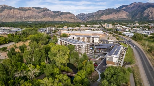 Aerial View of the Community at Lotus Riverwalk Apartments in Ogden, UT 84401