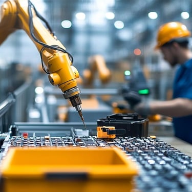 manufacturing robots process happening