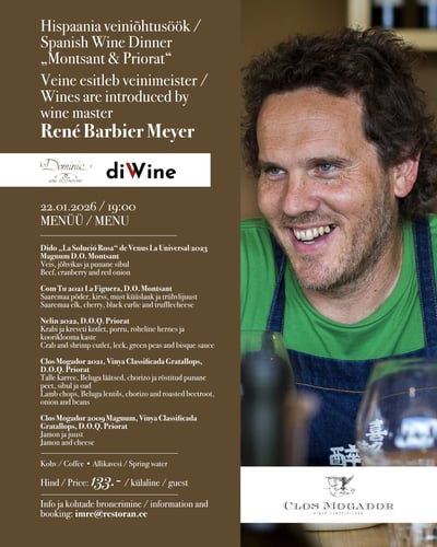 Montsant & Priorat veiniõhtusöök – René Barbier Meyer, 22.01.2026