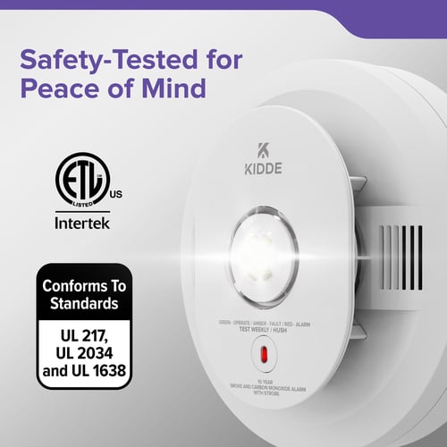 50CUA10-S: Safety-Tested for Peace of Mind. ETL Listed. Conforms to standards: UL 217, UL 2034, and UL 1638.