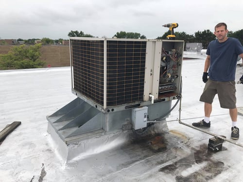 Emergency packaged HVAC unit repair