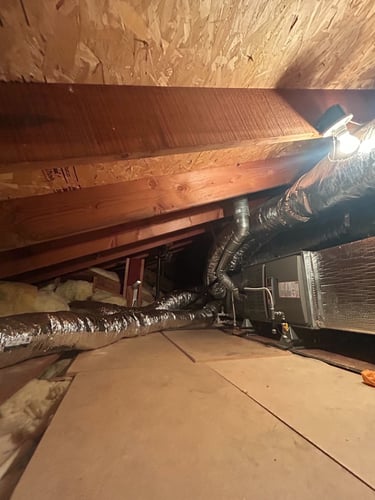 Furnace installation in the attic