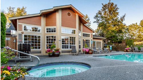 Outdoor pool at Waterford Apartments, Washington, 98208