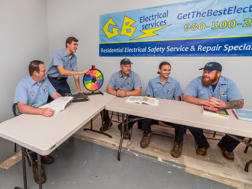 GB Electrical services team meeting in boardroom