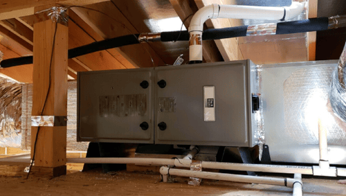 Furnace installed in the attic