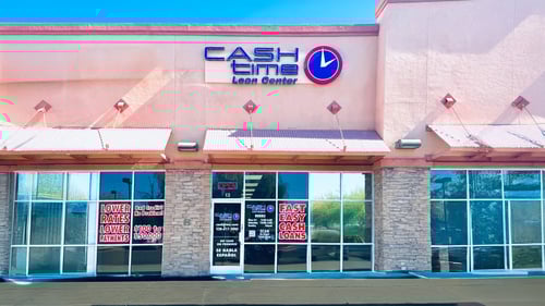 Cash Time Casa Grande storefront on East Florence Boulevard near the Promenade offering title loan buyouts, registration loans, and personal loans with same day cash