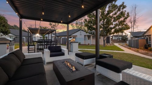 Outdoor Firepit Lounge at Sunset Cliffs Apartments, Vista, CA, 92084