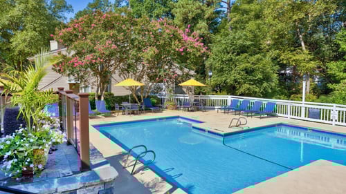 The sparkling pool at Bryn Athyn at Six Forks Apartments
