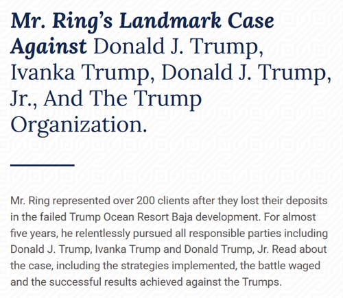 Link to Article of Bart Ring's Huge Win Over The trump Family