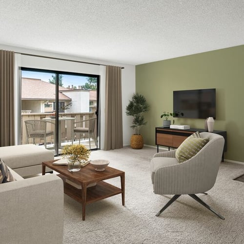 Sycamore Park Apartments - Living Room with Balcony Access