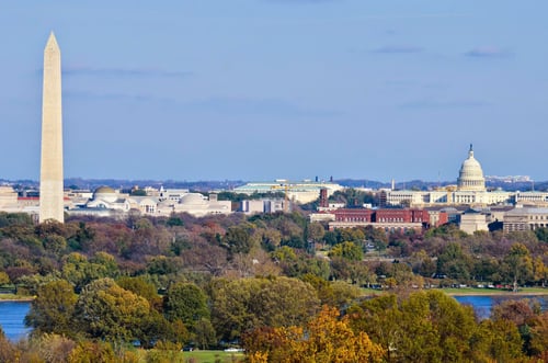 "Washington DC skyline in autumn"