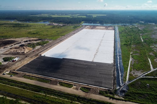 Aerial Photo: Geosynthetic Liner Installation by Comanco