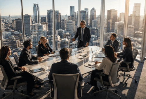 Boardroom of family office professionals