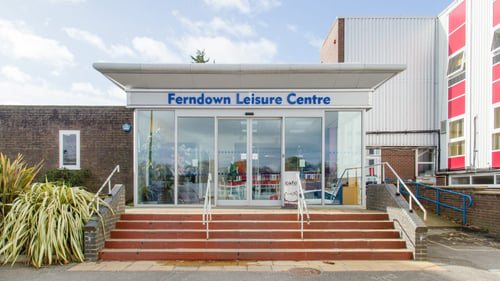 Outside the main entrance of Ferndown Leisure Centre