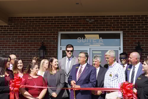 First Bank and Trust Company of Virginia celebrates the Grand Opening of the Mount Airy office with a ribbon cutting.