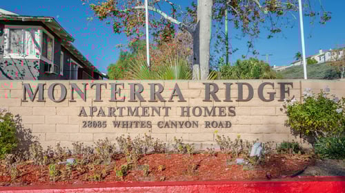 Property entrance at Monterra Ridge Apartments, Canyon Country, CA, 91351