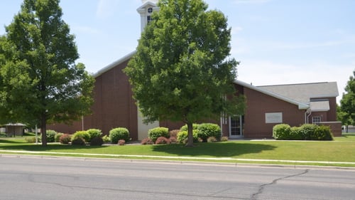 Church building at 160 South 460 West, SALEM, Utah. Located just to the North of highway 198 off of 460 West.