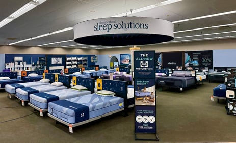 Slumberland Furniture Burlington Sleep Solutions gallery featuring Sealy, Stearns and Foster, Tempur-Pedic, and Purple mattresses. Find your perfect mattress with expert sleep solutions in Burlington, Iowa.