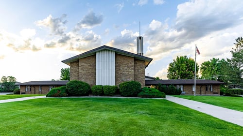 Front view of building